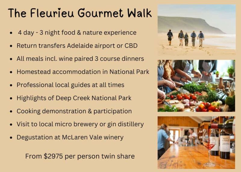 Adelaide: Fleurieu Gourmet 4-Day Walking Tour - An Introduction to the Fleurieu Gourmet Tour