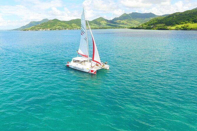All inclusive CATAMARAN with BBQ : Ile aux cerf & GRSE waterfall - Return and Drop-off