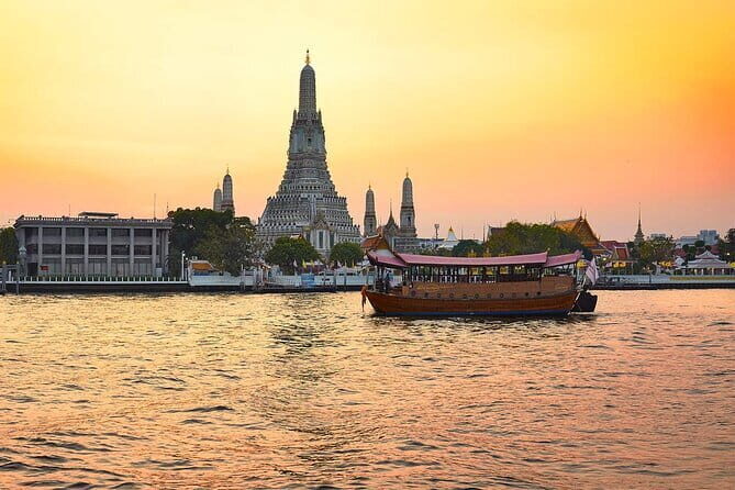 Bangkok Manohra Cruise Sunset Dining on Chao Phraya River - Key Points