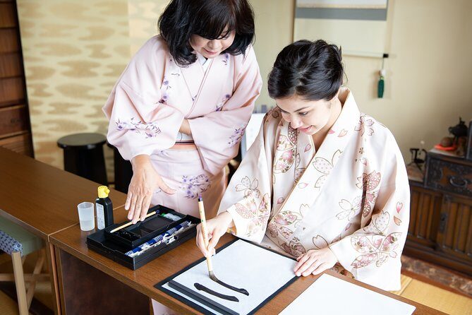 Calligraphy experience with simple kimono in Okinawa - Enter the World of Japanese Calligraphy in Okinawa