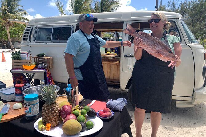 Cancun Beach Seafood Barbecue Class in a Kombi - Key Points