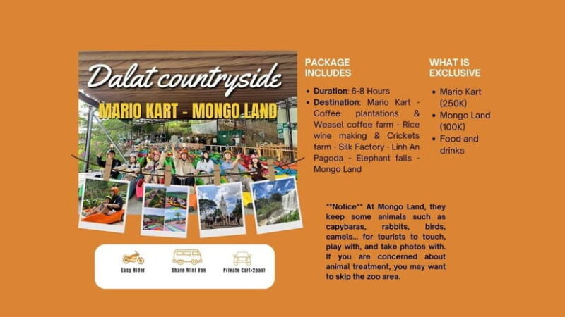Dalat: Mario kart - Mongo Land - Countryside Tour - Key Points