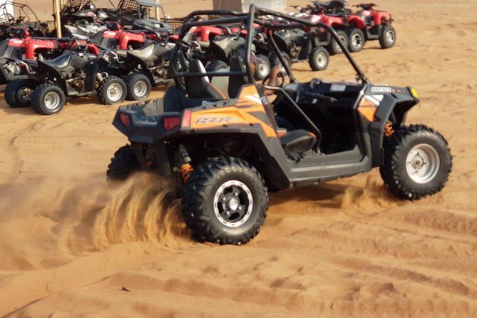 Dubai: Desert Safari, Quad Bike, Camel Ride, and Buffet Dinner - Transportation and Group Size