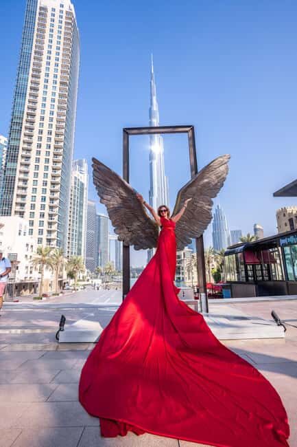 Dubai Flying Dress Photoshooting With Red Dress - Key Points