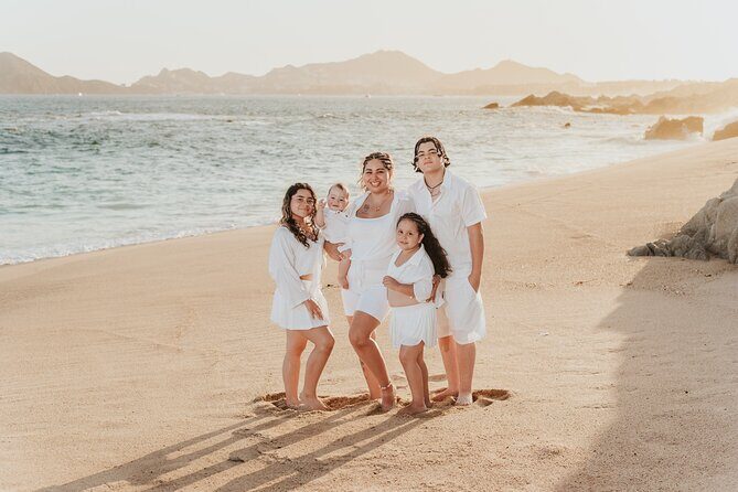 Family photo shoot on beach monuments - The Sum Up