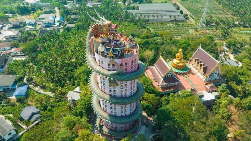 From Bangkok: Don Wai Market, Wat Samphran & Lotus Café Tour - Key Points