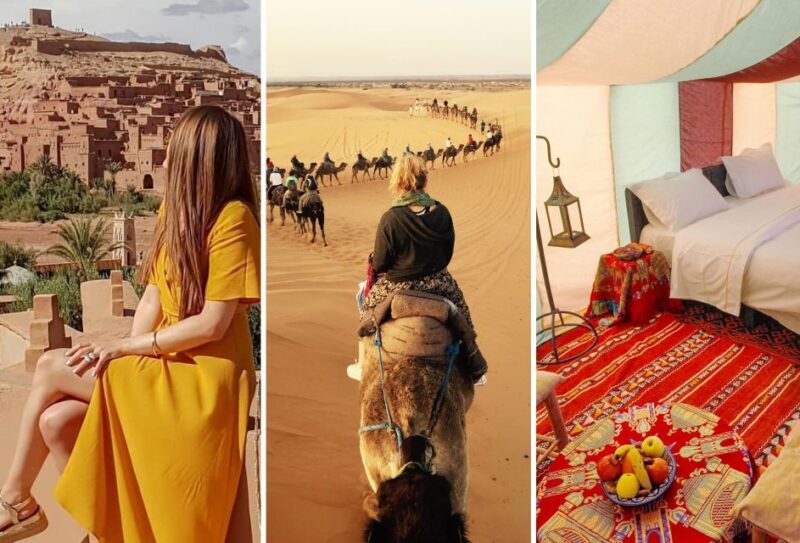 From MARRAKECH: 3 days tour to Sahara desert Food included - Key Points