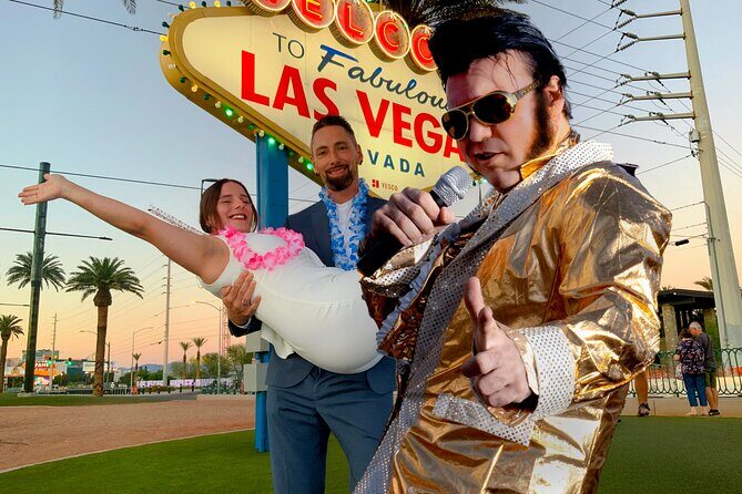 Gold Elvis Wedding or Vow Renewal at Las Vegas Sign - An In-Depth Look at the Experience