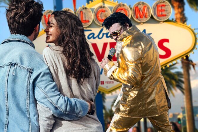 Gold Elvis Wedding or Vow Renewal at Las Vegas Sign - References