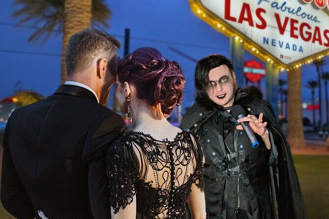 Goth Wedding or Vow Renewal at Vegas Sign with Props and Photos - The First Dance & Keepsakes