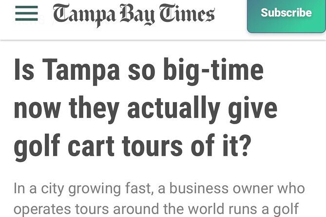 Guided Tampa Sightseeing Tour in a Deluxe Street Legal Golf Cart - Practical Details and What to Expect