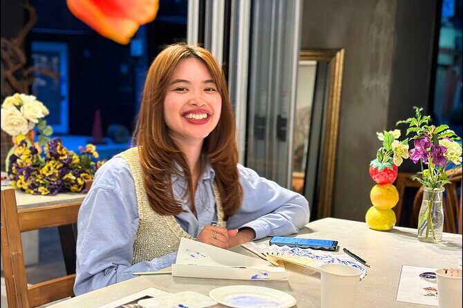 Japanese Fan Painting Workshop ~ in a Tokyo Flower Shop - Authentic and Memorable Souvenir