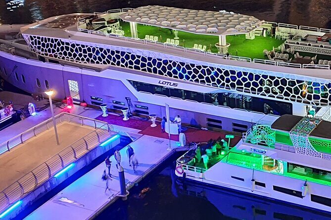 Lotus Mega Yacht Luxury Cruise with Live DJ, Dinner & Transfers - The Experience in Detail