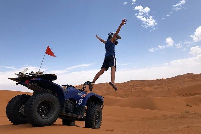 merzouga Desert 1 hour or two hour Quad Bike, and sandboarding - Key Points