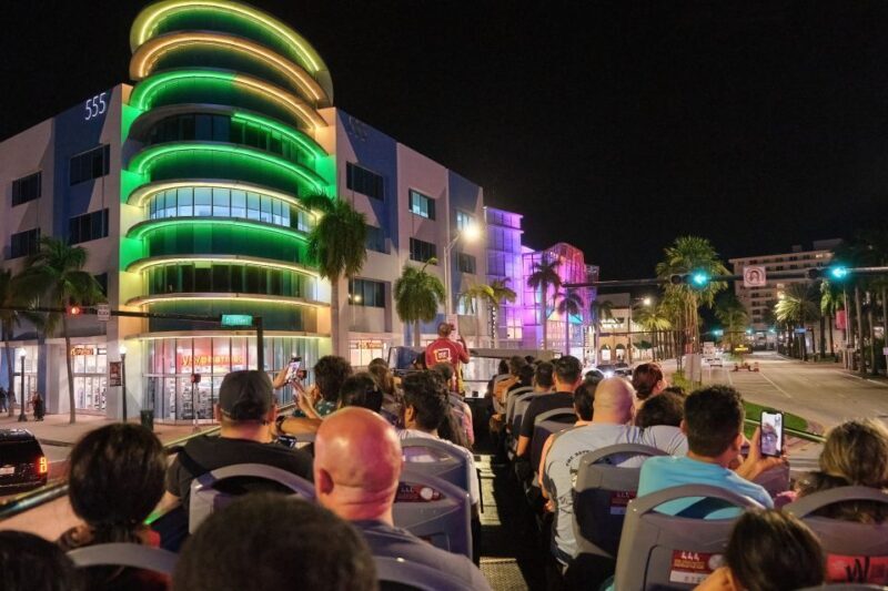 Miami: Open-top Bus Sightseeing Night Tour with Live Guide - Key Points