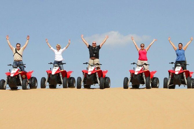 Morning Red Dunes Desert by Quad Bike, Dune Bashing, Camel Ride & Sandboarding - Transportation, Timing, and Group Size
