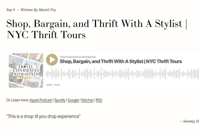 Private Secondhand Bargain Shopping & Styling Tour with a Personal Shopper - Introduction to the Tour