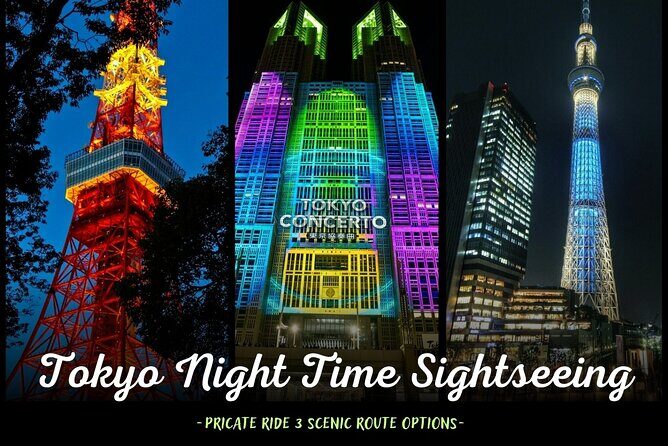 Private Tokyo Night Time Sightseeing Ride 3 Scenic Route Options - Key Points