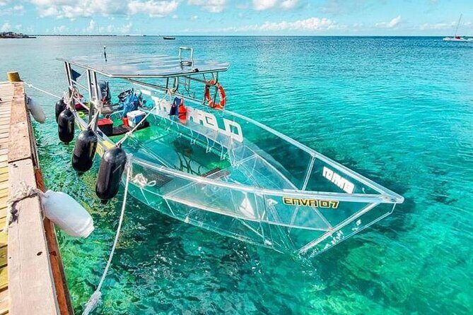 Private tour on transparent boat Cancun Nichupté lagoon - Transitioning to the Caribbean Sea and Marine Life