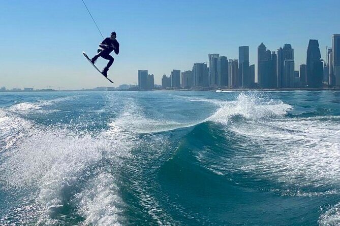 Private Wakesurfing or Wakeboarding along Doha's skyline - The Value of the Experience