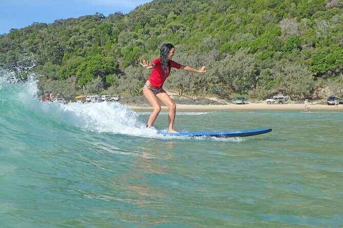 Rainbow Beach: Surf Lesson Safari & Beach 4WD Double Island Point - Key Points