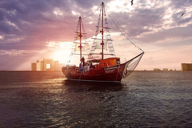 Romantic Dinner in the Spanish Galeon with Sax in Cancun. Lobster & Beef menu. - Sunset Views and Sailing Along Cancun’s Coast