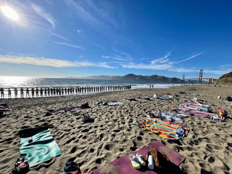 San Francisco: Silent Disco Yoga at Baker Beach - An Outdoor Yoga Experience with a View