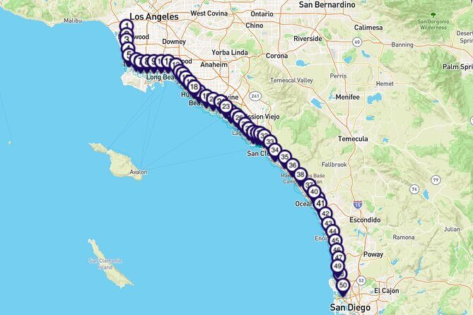 Self guided Driving Tour between LA and San Diego - Key Points
