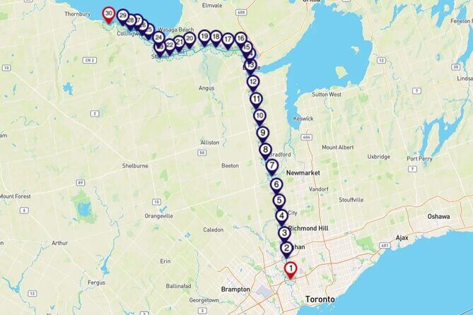 Smartphone Audio Driving Tour between Collingwood and Toronto - Practical Considerations