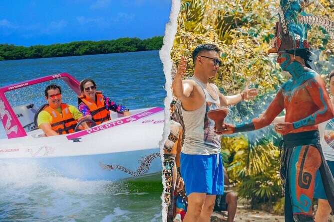 Speedboat Thrills + Mayan Ceremony + Snacks by the Sea - Key Points
