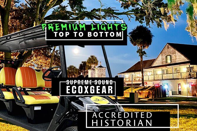 St. Augustine Ghost Tour on Premium Golf Cart with PiCk Up - Key Points