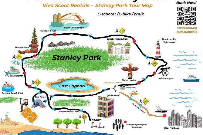 Stanley Park Seawall E-scooter Rental with Self Guided map - Authenticity and Value