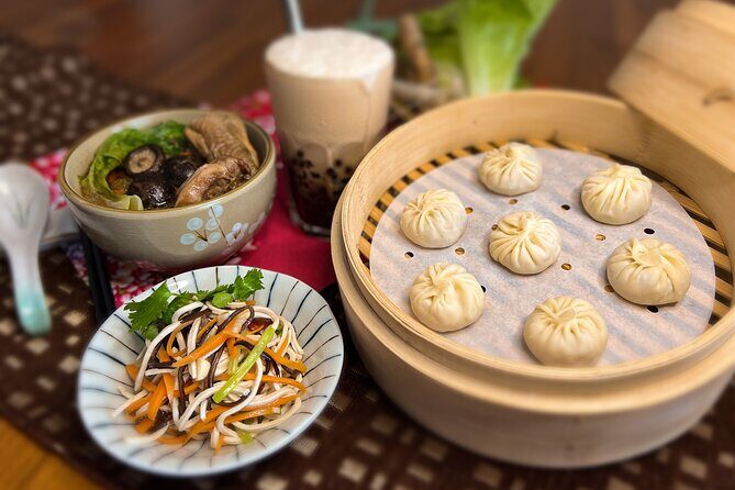 Taiwan Traditional Delicacies Experience, Xiao Long Bao, Chicken vermicelli with mushroom and sesame oil, Tofu strips salad, Bubble milk tea. - Why This Experience Resonates